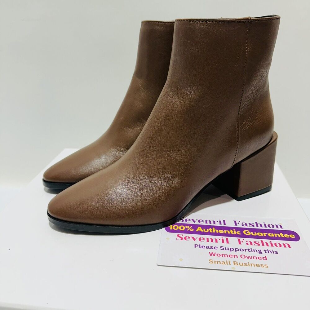 Sesto Meucci Brown Leather Wrapped Heel Ankle Boots